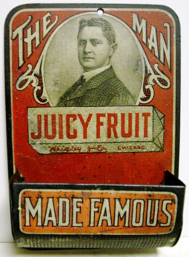 Circa 1905 Juicy Fruit Gum Tin Litho Match Holder  