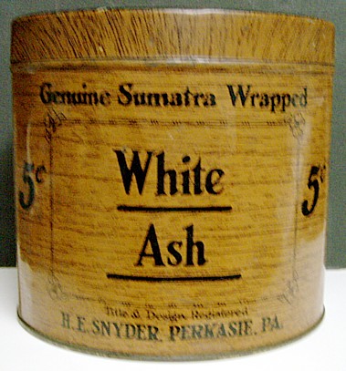 1925 White Ash Cigar Tin Canister   Perkasie, PA  