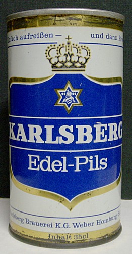 1960s Karlsberg Edel Pils Zip Tab Can   Homberg Saar, Germany